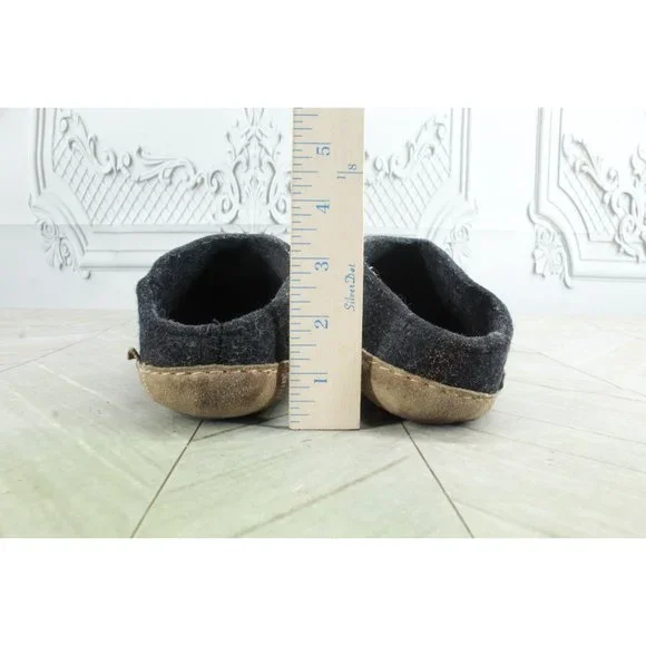 Glerups Charcoal Wool Indoor Leather Sole Slippers Shoe Size 8 - Picture 6 of 8